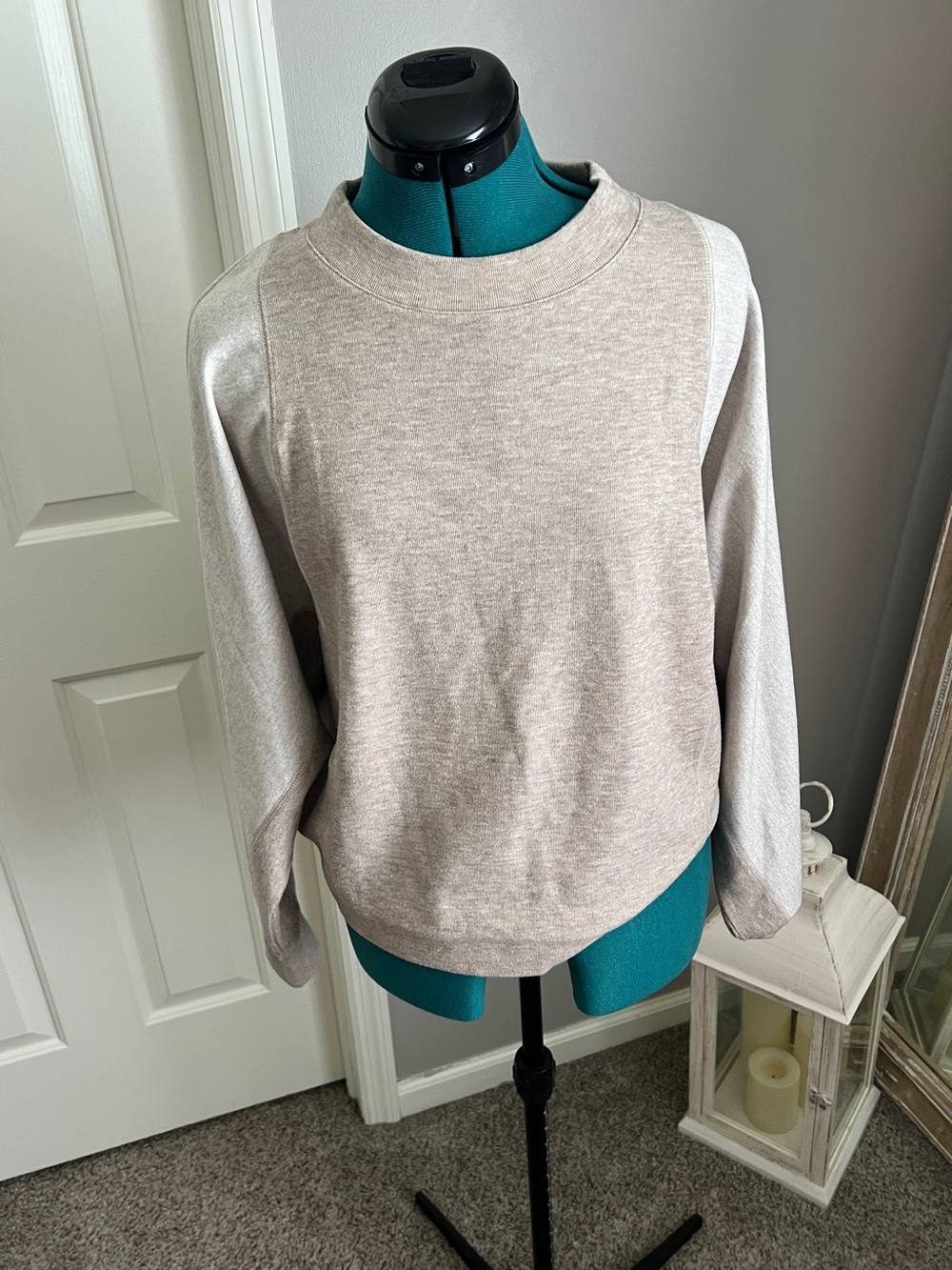 AnyBody Neutral Beige Pullover Sweatshirt